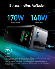 Anker Prime Powerbank 27.650 mAh, 250 W, 3 Anschlüsse, Smart-Display und App-Steuerung – Schwarz/Silber - anker-prime-powerbank-27650mah-250w-a1340012-04.webp
