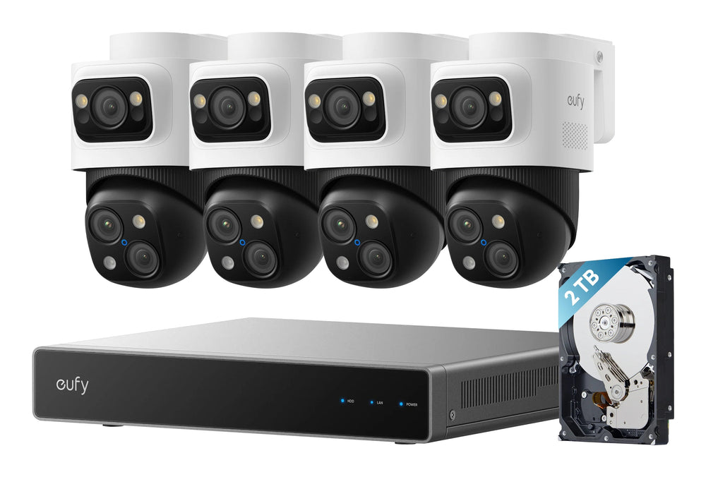eufy S4 Max mit vier Bullet-PTZ-Kameras und NVR