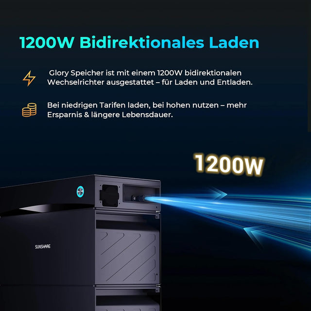 Sunshare Glory 1500 1,5 kWh Balkonspeicher-Set - 0% MwSt. gem. § 12 Abs. 3 UStG