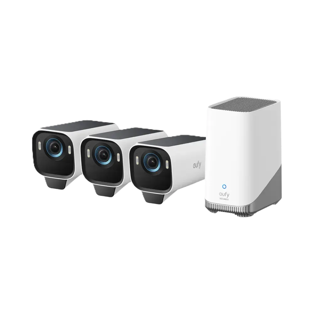 Eufy eufyCam S3 Pro - 3 Kamera - Netzwerk-Überwachungskamera - Kugel - mit 1 HomeBase S380 – Weiß