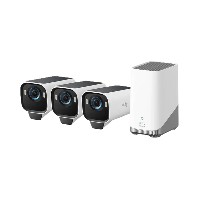 Eufy eufyCam S3 Pro - 3 Kamera - Netzwerk-Überwachungskamera - Kugel - mit 1 HomeBase S380 – Weiß