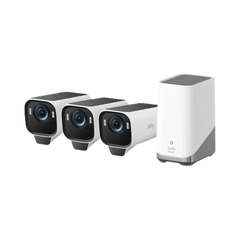 Eufy eufyCam S3 Pro - 3 Kamera - Netzwerk-Überwachungskamera - Kugel - mit 1 HomeBase S380 – Weiß