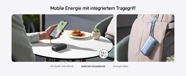 Anker Nano Powerbank 10.000 mAh, 30 W, integriertes USB-C-Kabel, USB-C & USB-A – Blau – Bild 11