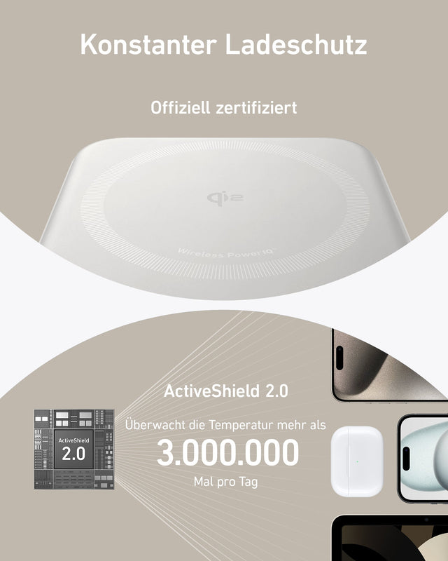 Anker MagGo Powerbank 10.000 mAh, Qi2 15 W kabellos, 27 W USB-C, Smart-Display und Ständer – Weiß – Bild 08