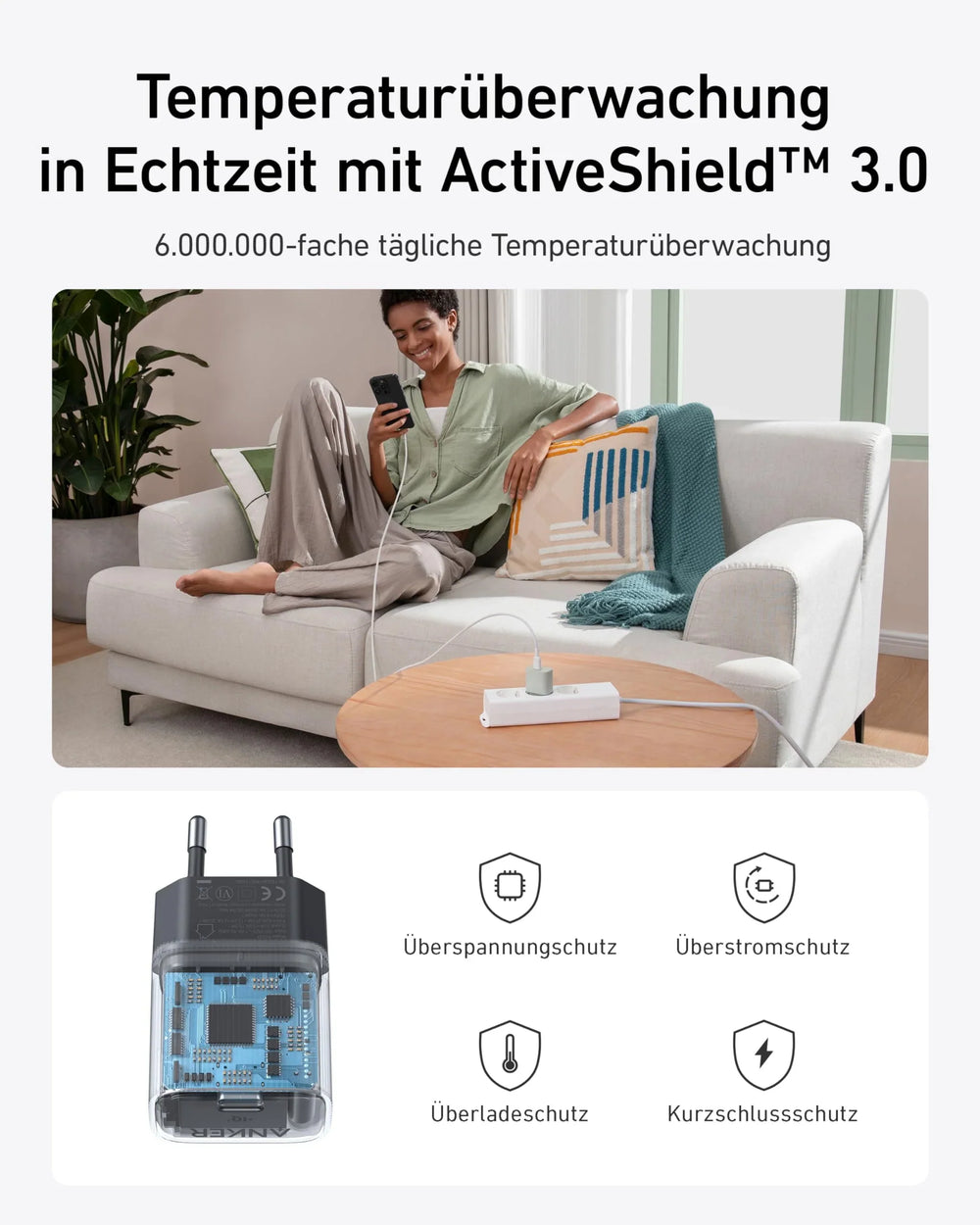 Anker Nano Ladegerät 30 W (511 Nano 4), 1x USB-C, GaN, PD/PPS, EU-Stecker – Grün – Bild 11