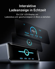 Anker Prime Ladegerät 250 W, 6 Ports (4x USB-C, 2x USB-A), GaNPrime, LCD-Display, App-Steuerung – Schwarz – Bild 05