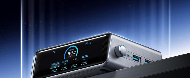 Anker Prime Ladegerät 250 W, 6 Ports (4x USB-C, 2x USB-A), GaNPrime, LCD-Display, App-Steuerung – Schwarz – Bild 11