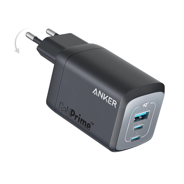 Anker Prime Ladegerät 67 W, 3 Ports (2x USB-C, 1x USB-A), GaNPrime, klappbarer EU-Stecker – Schwarz - anker-a2669313-02.jpg