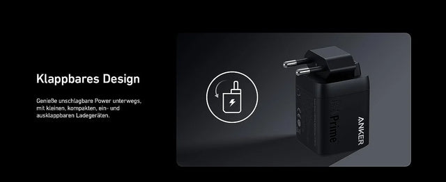 Anker Prime Ladegerät 67 W, 3 Ports (2x USB-C, 1x USB-A), GaNPrime, klappbarer EU-Stecker – Schwarz – Bild 06
