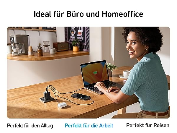 Anker Prime Ladegerät 67 W, 3 Ports (2x USB-C, 1x USB-A), GaNPrime, klappbarer EU-Stecker – Schwarz – Bild 14