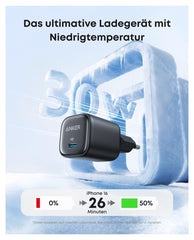 Anker Charger 30 W, 1x USB-C, GaN, Power Delivery 3.0 + PPS, EU-Stecker – Schwarz – Bild 04