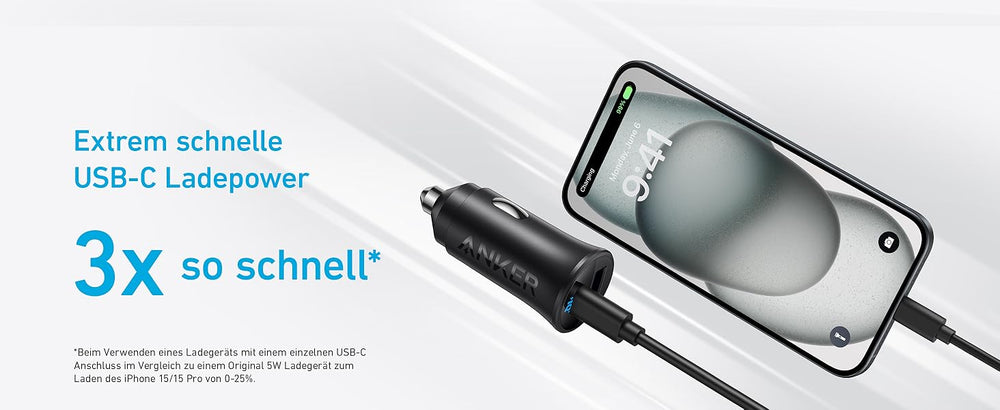 Anker Kfz-Ladegerät 30 W, 2 Ports (USB-C + USB-A), PPS, MultiProtect – Schwarz – Bild 05