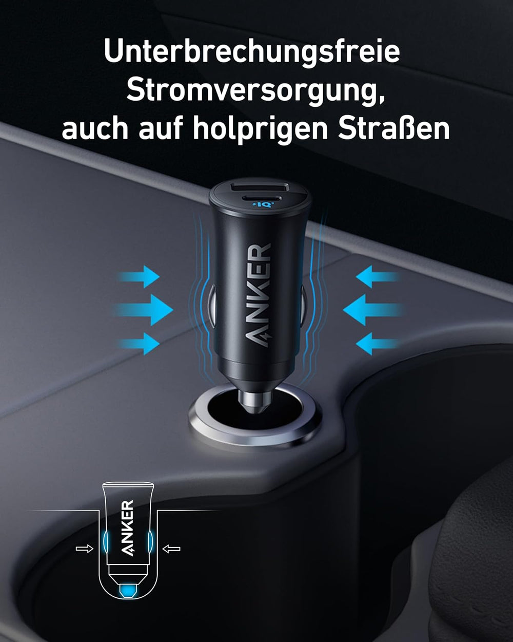 Anker Kfz-Ladegerät 30 W, 2 Ports (USB-C + USB-A), PPS, MultiProtect – Schwarz – Bild 06