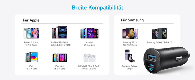 Anker Kfz-Ladegerät 30 W, 2 Ports (USB-C + USB-A), PPS, MultiProtect – Schwarz – Bild 09