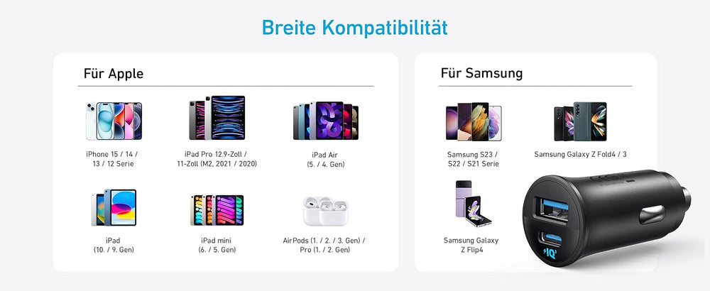 Anker Kfz-Ladegerät 30 W, 2 Ports (USB-C + USB-A), PPS, MultiProtect – Schwarz – Bild 09