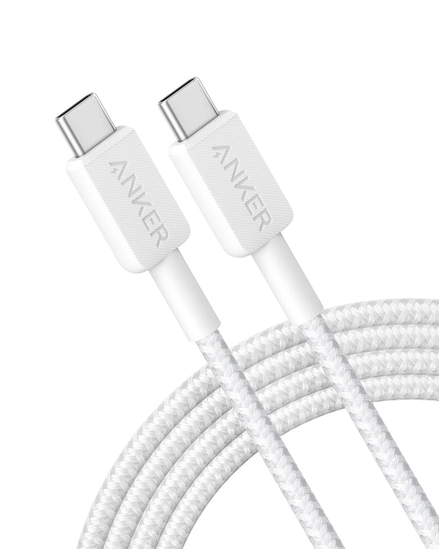 Anker 322 USB-C auf USB-C Kabel 60 W, 0,9 m, geflochten – Weiß - anker-a81f5g21-02.webp