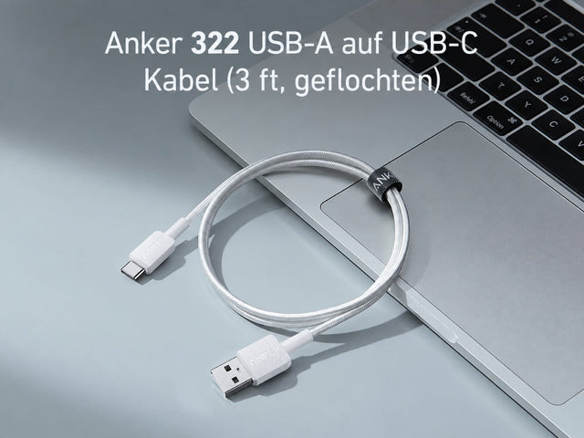 Anker 322 USB-A auf USB-C Kabel, 0,9 m, geflochten – Weiß – Gallery 03