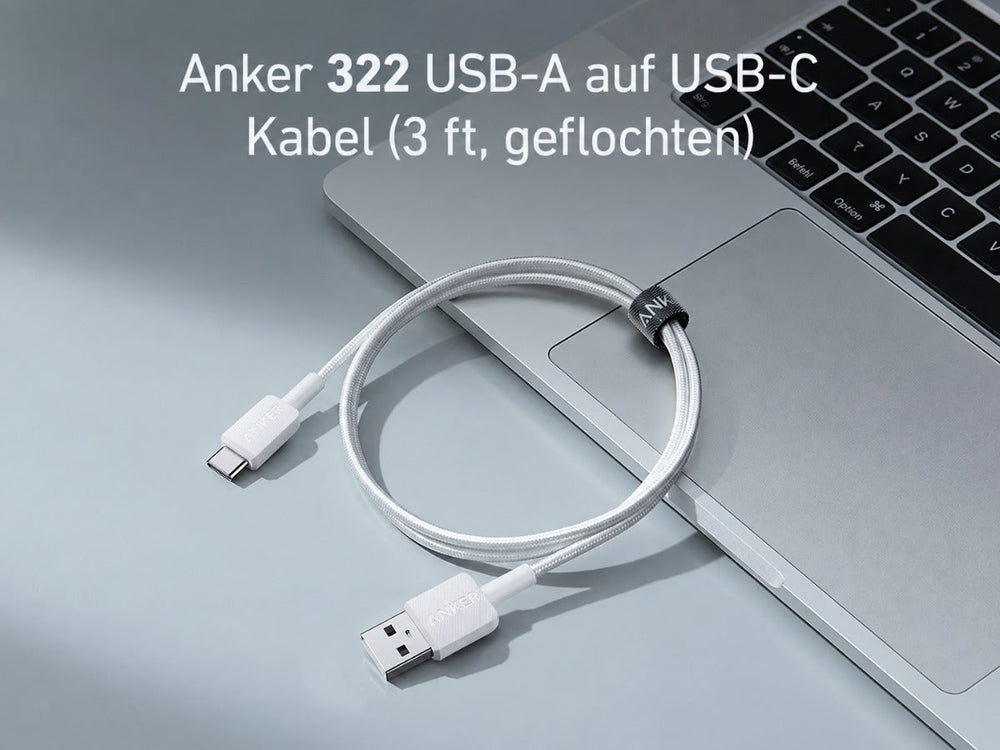 Anker 322 USB-A auf USB-C Kabel, 0,9 m, geflochten – Weiß – Gallery 03