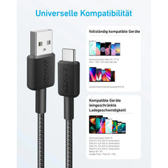 Anker 322 USB-A auf USB-C Kabel, 1,8 m, geflochten – Schwarz – Gallery 02