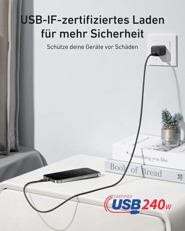 Anker USB-C auf USB-C Kabel 240 W, 0,9 m, Upcycled-geflochten – Schwarz – Gallery 04