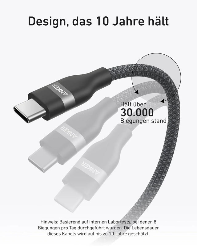Anker USB-C auf USB-C Kabel 240 W, 1,8 m, Upcycled-geflochten – Schwarz – Gallery 02