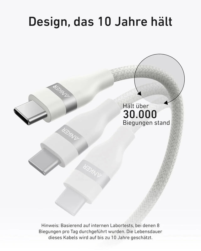 Anker USB-C auf USB-C Kabel 240 W, 0,9 m, Upcycled-geflochten – Weiß – Gallery 02