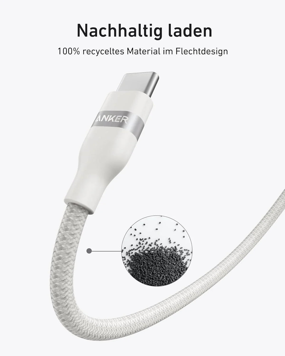 Anker USB-C auf USB-C Kabel 240 W, 0,9 m, Upcycled-geflochten – Weiß – Gallery 03
