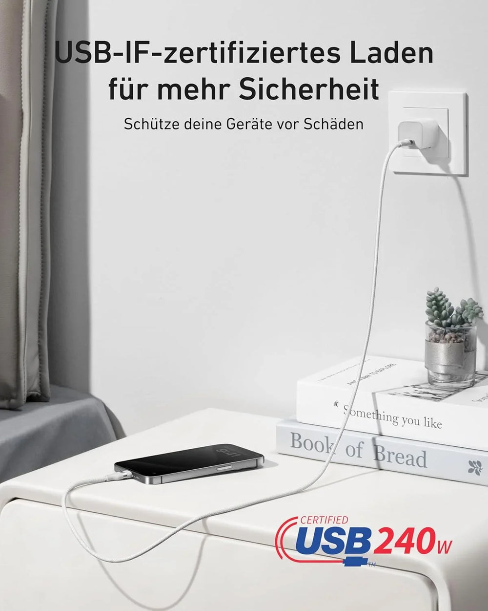 Anker USB-C auf USB-C Kabel 240 W, 0,9 m, Upcycled-geflochten – Weiß – Gallery 04