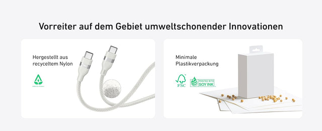 Anker USB-C auf USB-C Kabel (90cm, 240W, Upcycled-Geflochten), Weiß – Bild 12