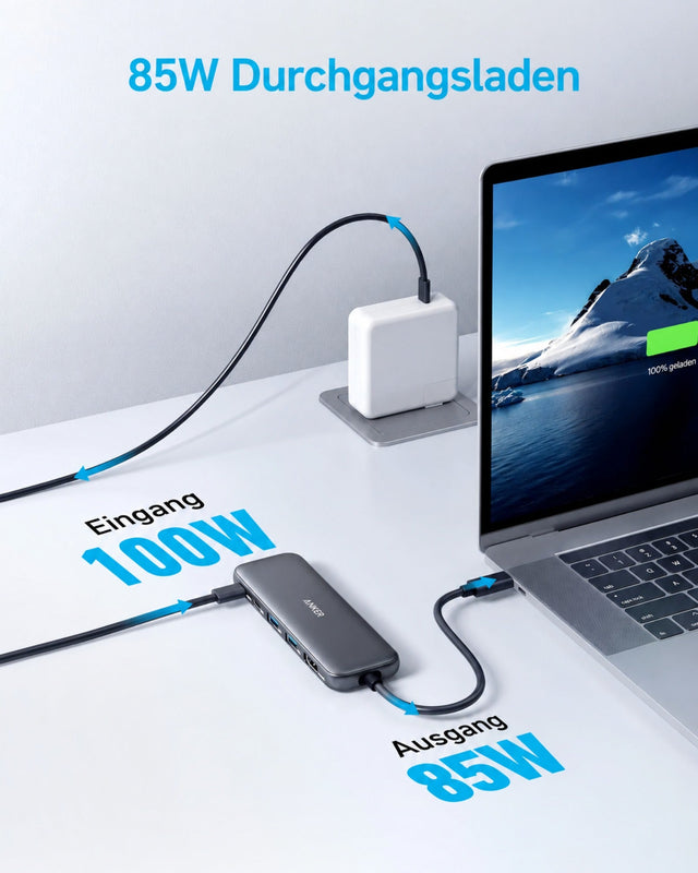 Anker 332 USB-C Hub 5-in-1, HDMI 4K, 3x USB 5 Gbit/s, 100 W PD – Schwarz – Bild 04