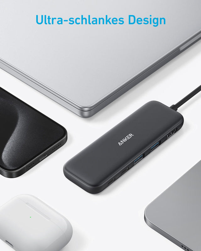 Anker 332 USB-C Hub 5-in-1, HDMI 4K, 3x USB 5 Gbit/s, 100 W PD – Schwarz – Bild 07
