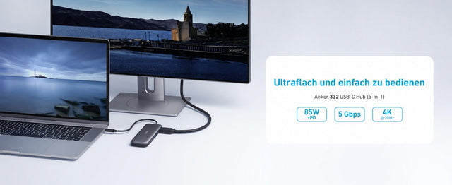 Anker 332 USB-C Hub 5-in-1, HDMI 4K, 3x USB 5 Gbit/s, 100 W PD – Schwarz – Bild 08