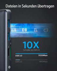 Anker PowerExpand 8-in-1 USB-C PD Media Hub (553), 2x HDMI, Gigabit-LAN, 100 W PD – Grau – Bild 04