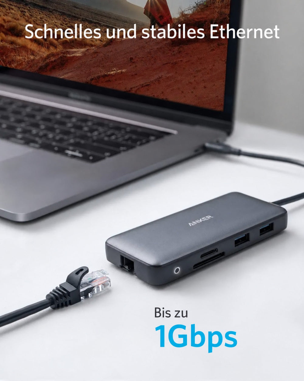 Anker PowerExpand 8-in-1 USB-C PD Media Hub (553), 2x HDMI, Gigabit-LAN, 100 W PD – Grau – Bild 10