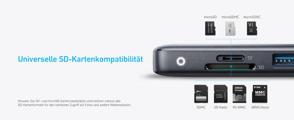 Anker PowerExpand 8-in-1 USB-C PD Media Hub (553), 2x HDMI, Gigabit-LAN, 100 W PD – Grau – Bild 11