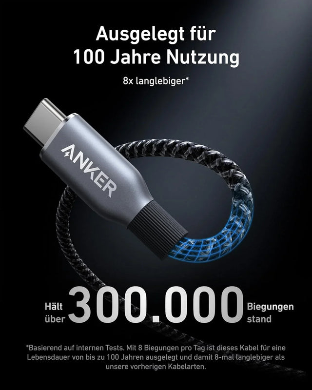 Anker Prime USB-C auf USB-C Kabel 240 W, 1,8 m, Upcycled-geflochten – Schwarz – Gallery 02