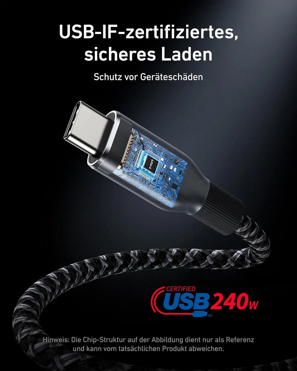 Anker Prime USB-C auf USB-C Kabel 240 W, 1,8 m, Upcycled-geflochten – Schwarz – Gallery 03