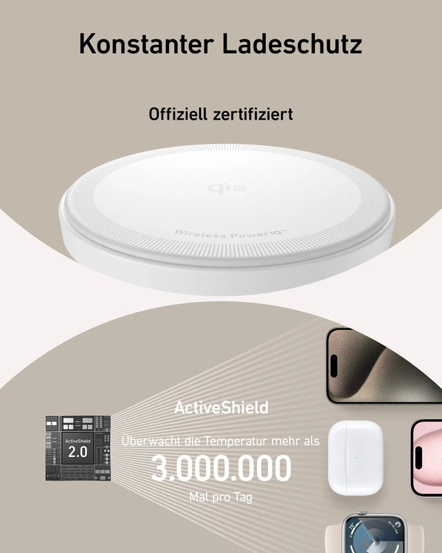 Anker MagGo 3-in-1 Ladeständer, Qi2 15 W, MagSafe-kompatibel, inkl. 40 W Netzteil – Weiß – Bild 13