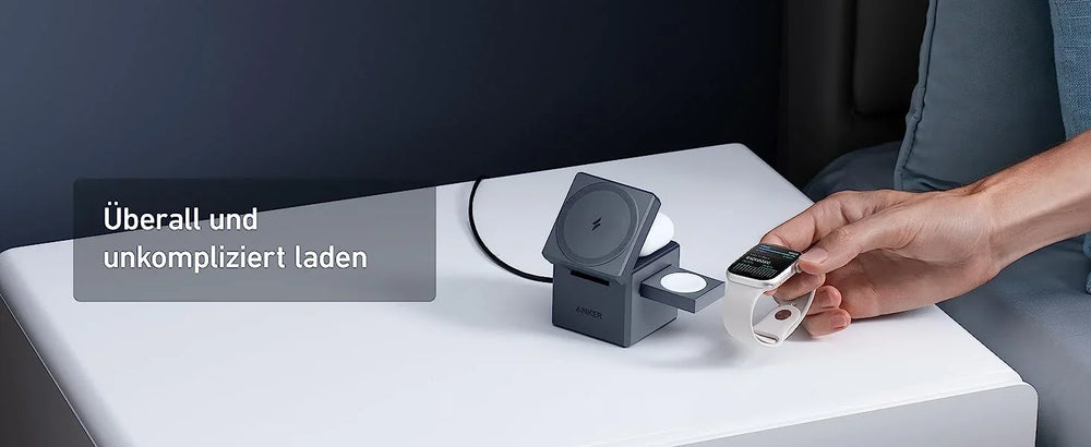 Anker 3-in-1 Cube mit MagSafe, 15 W kabellos, 30 W Netzteil, MFi-zertifiziert – Schwarz – Bild 07