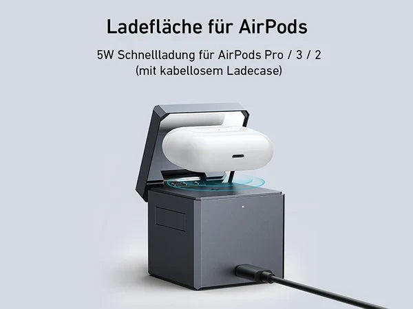 Anker 3-in-1 Cube mit MagSafe, 15 W kabellos, 30 W Netzteil, MFi-zertifiziert – Schwarz – Bild 09