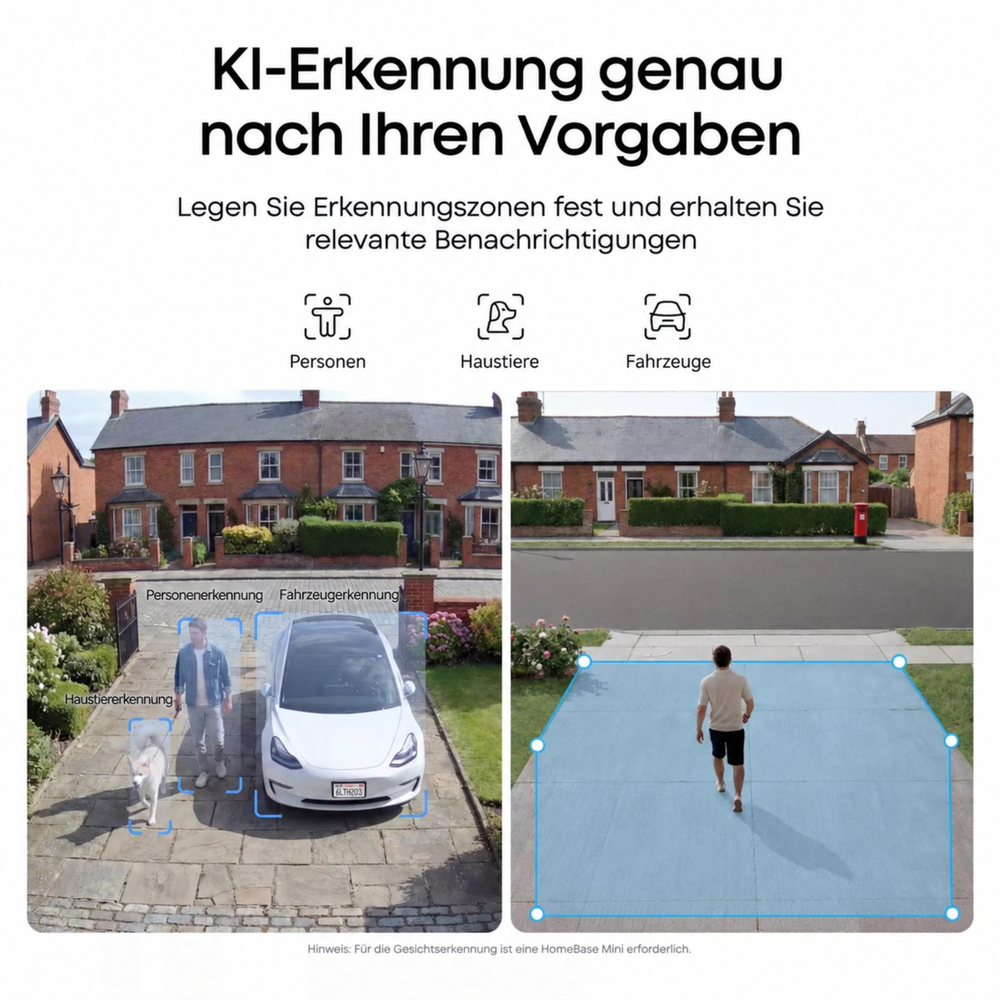 KI-Erkennung und Erkennungszonen der eufyCam C36