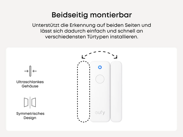 Diagramm zur beidseitigen Montage des eufy Entry Sensor E20