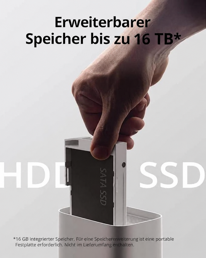 HomeBase 3 mit erweiterbarem Speicher; externe Festplatte erforderlich, nicht im Lieferumfang
