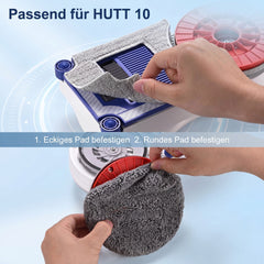 HUTT Reinigungspad-Set für HUTT 10 und HUTT R10, 4 eckige und 4 runde Mikrofaserpads - hutt-reinigungspad-set-hutt-10-05-mounting.jpg