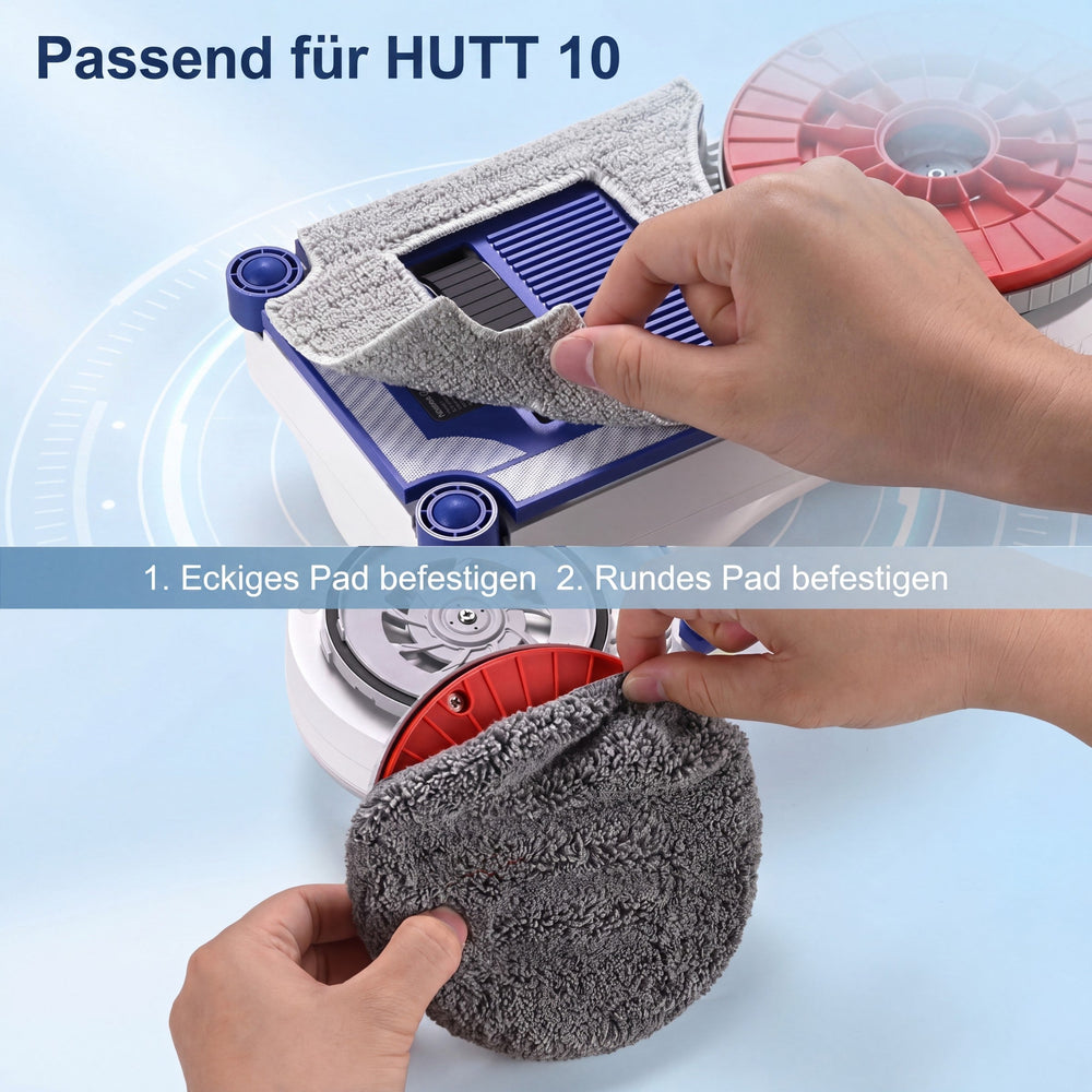 HUTT Reinigungspad-Set für HUTT 10 und HUTT R10, 4 eckige und 4 runde Mikrofaserpads - hutt-reinigungspad-set-hutt-10-05-mounting.jpg