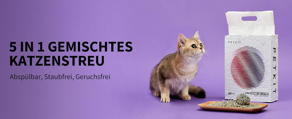PETKIT 5-in-1 Katzenstreu PKCL04 Tofu und Bentonit mit Aktivkohle, klumpend, staubarm, 4 Beutel à 3,6 kg - petkit-6973293800647-02.jpg