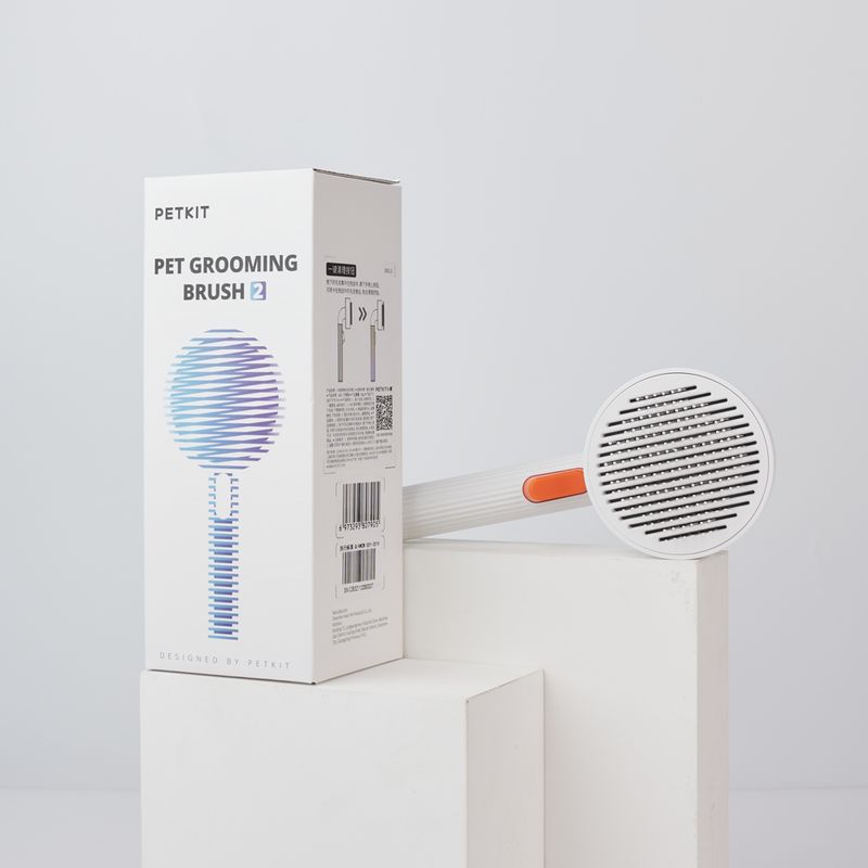 PETKIT Grooming Brush 2 Fellbürste mit Haarauswurf-Taste für Katzen und Hunde, Unterwolle und Entfilzung, Weiß - petkit-6973293807905-04.jpg