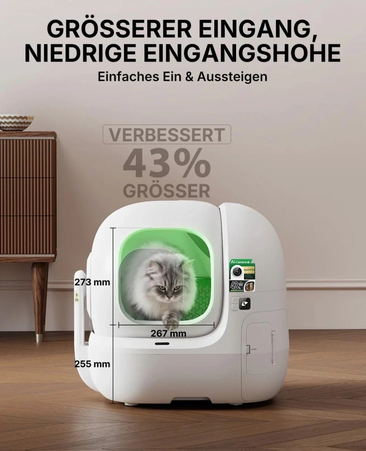 PETKIT Purobot Max Pro 2 selbstreinigende Katzentoilette P9904 mit KI-Kamera und App-Steuerung, Weiß - petkit-6975069306278-04.jpg