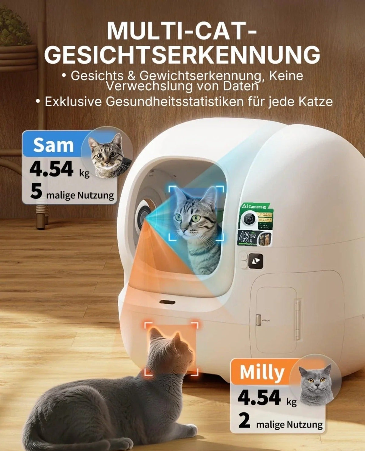 PETKIT Purobot Max Pro 2 selbstreinigende Katzentoilette P9904 mit KI-Kamera und App-Steuerung, Weiß - petkit-6975069306278-05.jpg