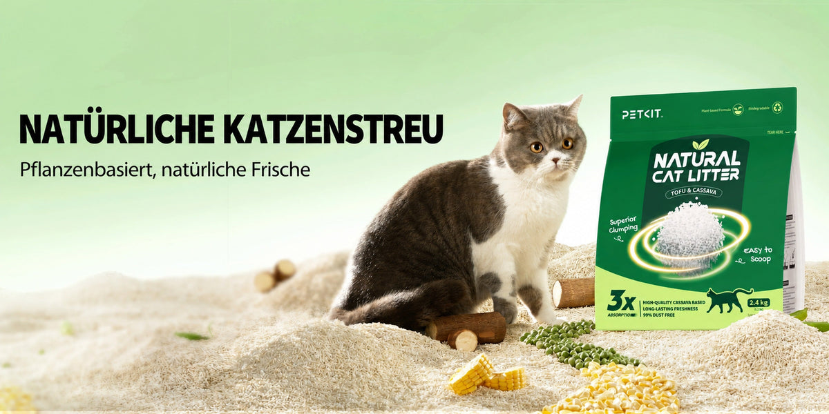 PETKIT Natur-Katzenstreu PKCL11 aus Tofu und Maniok mit Natron, klumpend, staubarm, 4 Beutel à 2,4 kg - petkit-6975069306063-03.webp